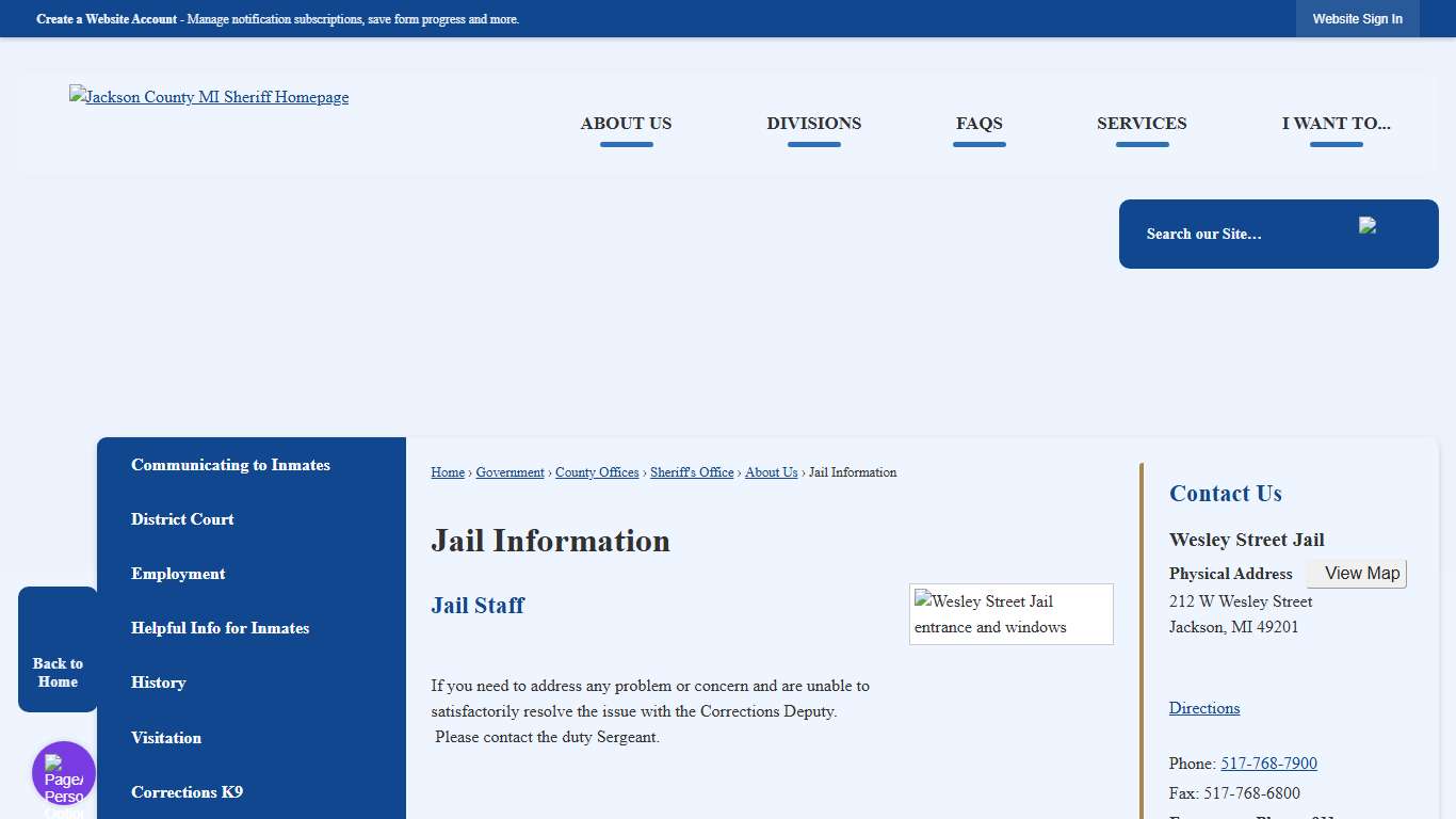 Jail Information Jackson County, MI